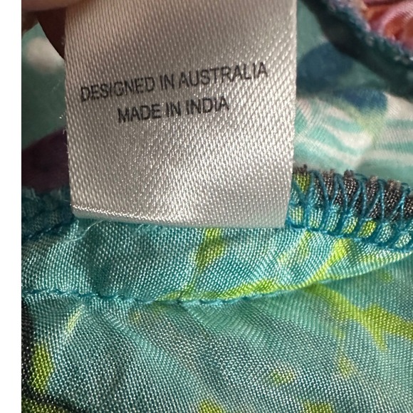 Lula Soul Floral Mixed Media Patchwork Tiered Boho Mini Dress Sz L Tropical Vaca - Picture 9 of 10